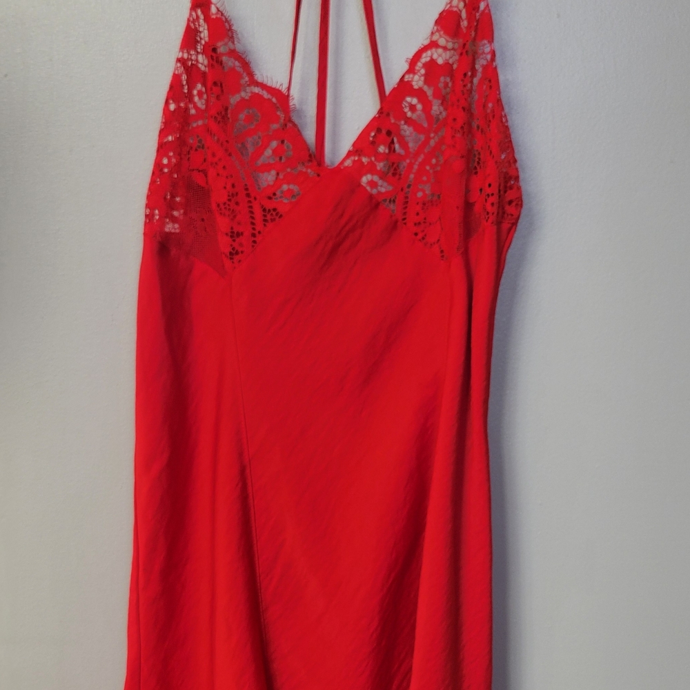 Black Bow Red Lace Trim Chemise Nightgown